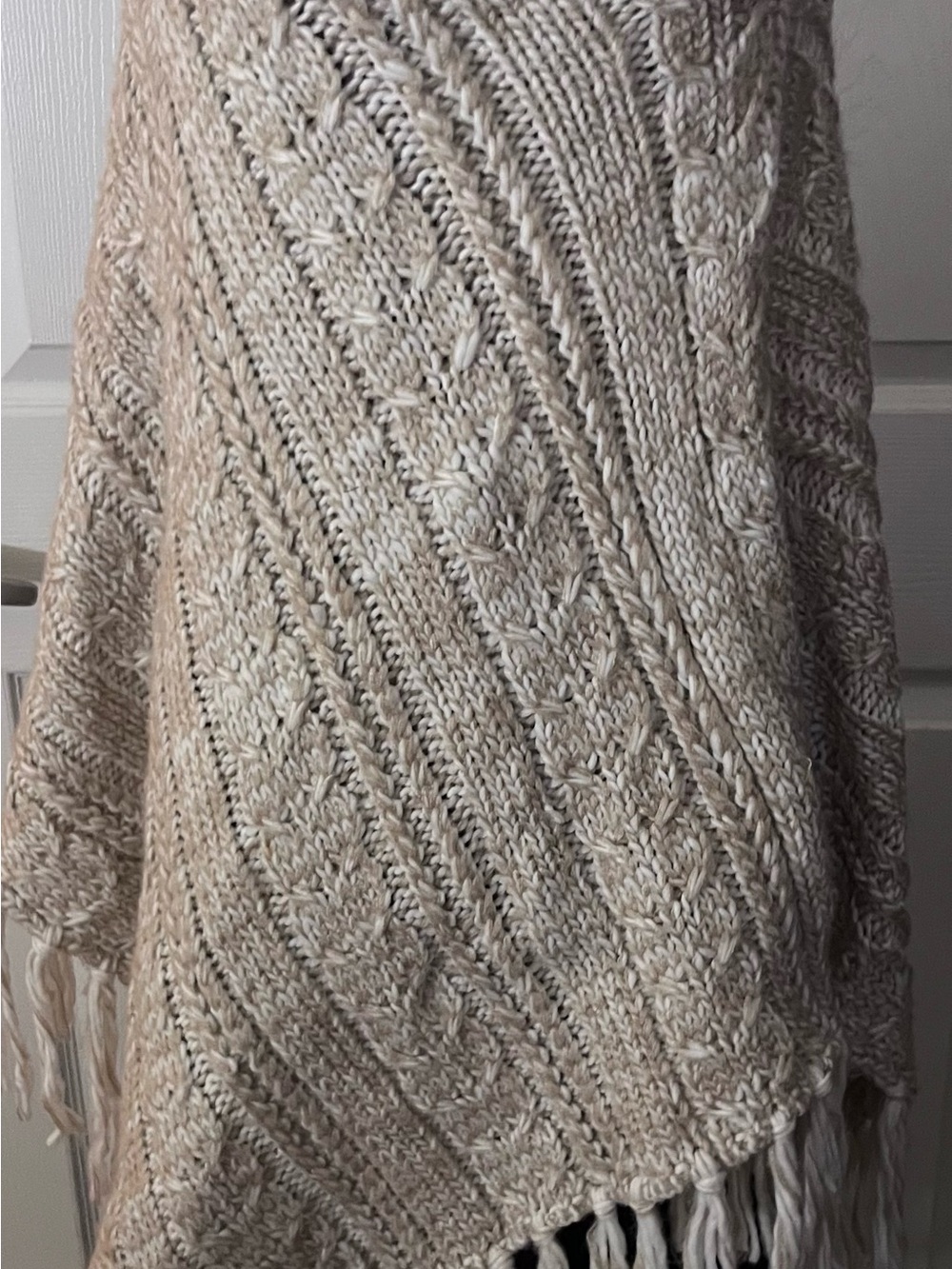 Cozy Cream Cable-Knit Women's Sweater Poncho